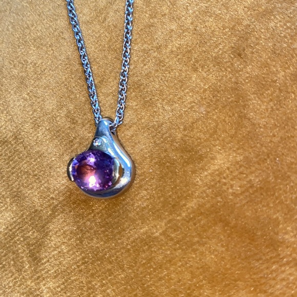 MOVADO amethyst, diamond, ss 925 and gold necklace - Picture 5 of 6